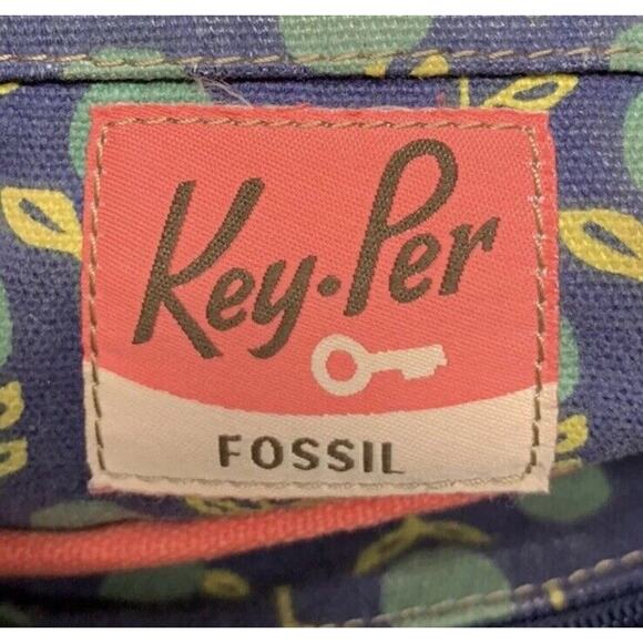 Fossil Key-Per Cross Body Bag Purse Hand Bag Floral Flowers Cream Blue Green - Picture 4 of 4